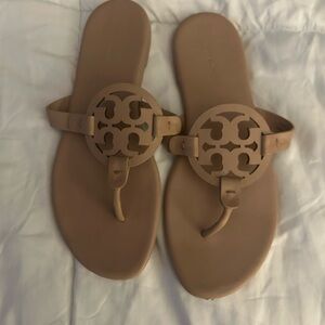 Tory Burch Tan Sandals with Logo Accent